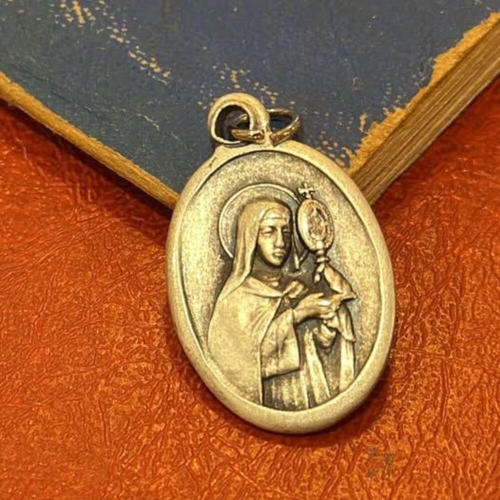 Vintage St Clare of Assisi Medal Patron Saint of Screens Italy Pendant